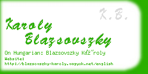 karoly blazsovszky business card